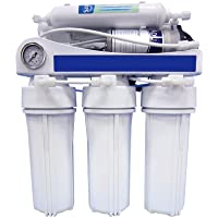 Bbagua Equipo de Osmosis Inversa de 5 Etapas con Bomba de presión- Blanco- Estándar